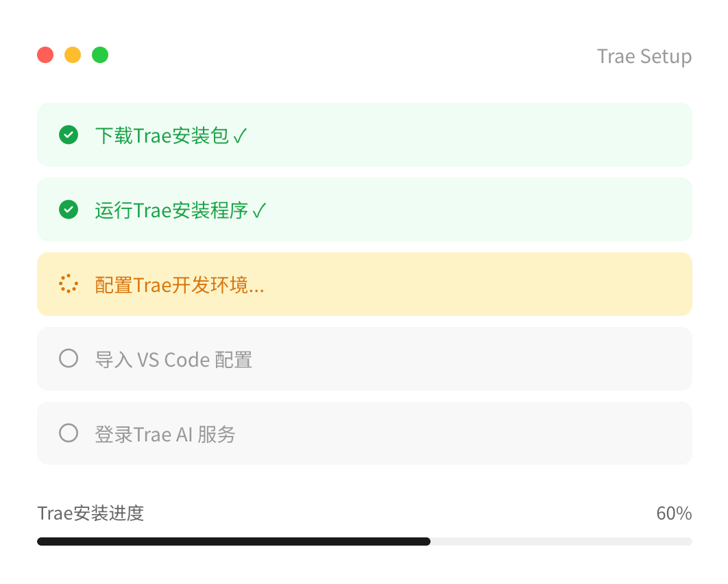 Trae安装进度界面